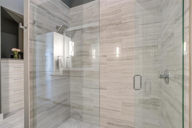 bathroom featuring a stall shower