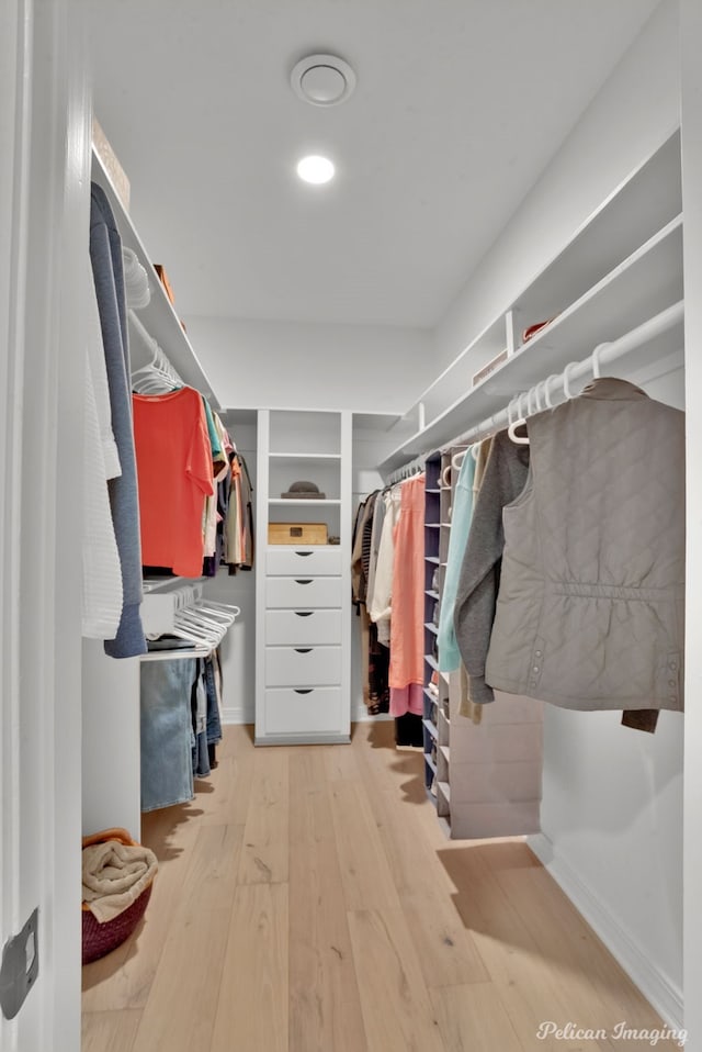walk in closet featuring hardwood / wood-style flooring