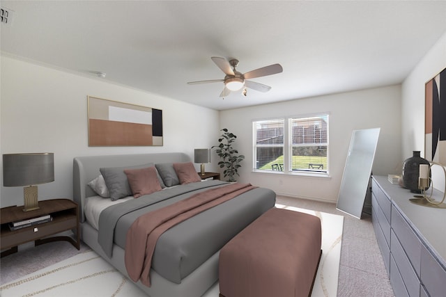 816 Adair Dr, Aubrey, TX 76227 - bedroom featuring visible vents, baseboards, a ceiling fan, and light colored carpet