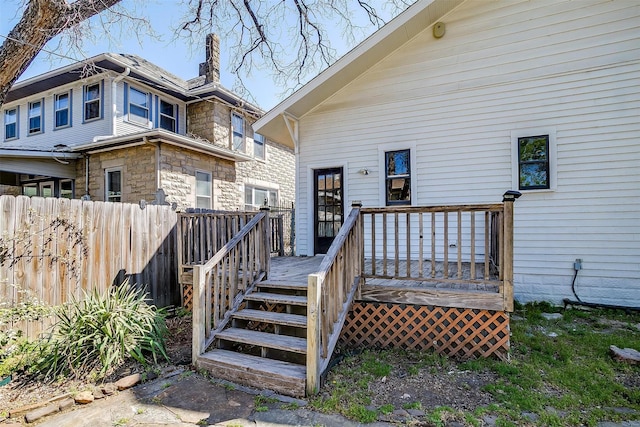 deck featuring fence