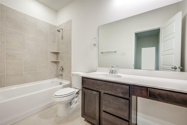 406 Eaton Dr, Justin, TX 76247 - full bath featuring toilet, vanity, visible vents, and bathing tub / shower combination