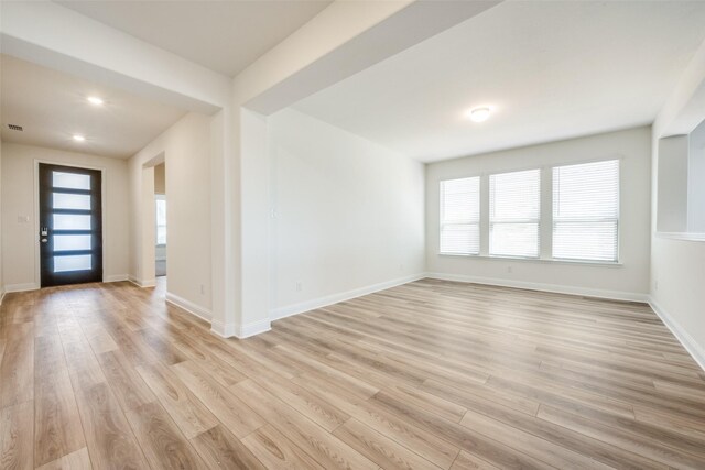 406 Eaton Dr, Justin, TX 76247 - interior space with light wood finished floors, baseboards, recessed lighting, and visible vents