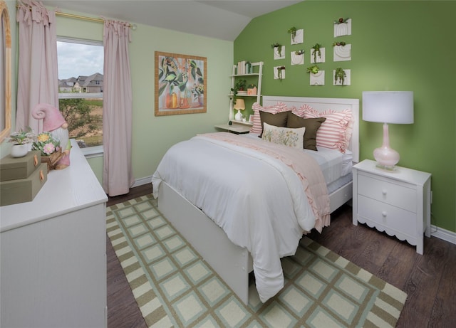 5056 Cervinae Rd, Fort Worth, TX 76036 - bedroom featuring wood finished floors, lofted ceiling, and baseboards