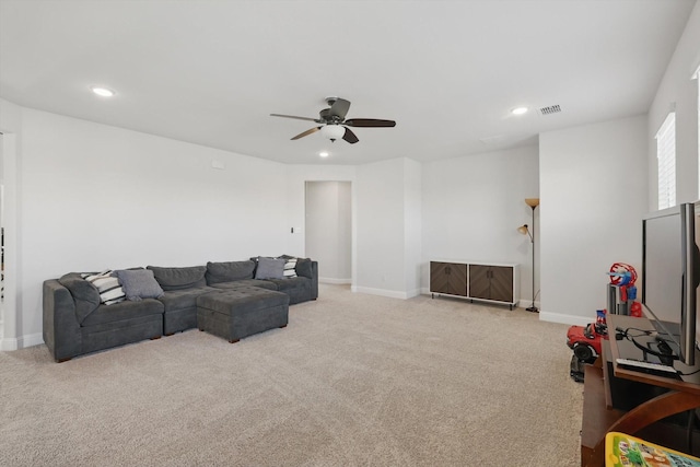 4529 Tolkien Ave, Celina, TX 76227 - living room with a ceiling fan, carpet flooring, recessed lighting, and baseboards