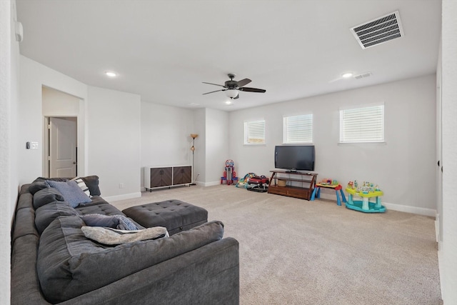 4529 Tolkien Ave, Celina, TX 76227 - living area with ceiling fan, carpet floors, baseboards, and recessed lighting