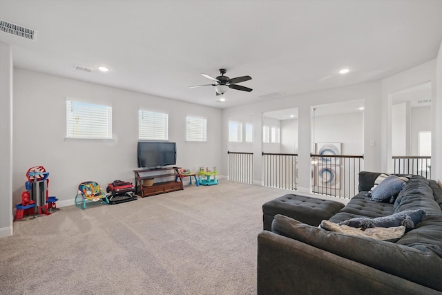4529 Tolkien Ave, Celina, TX 76227 - carpeted living room featuring a ceiling fan, recessed lighting, and baseboards