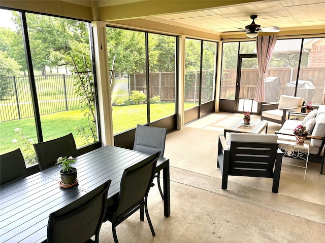 4167 Prairie Meadow Ct, Fort Worth, TX 76244 - sunroom / solarium featuring an outdoor living space, ceiling fan, and outdoor dining area