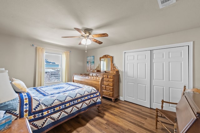 4167 Prairie Meadow Ct, Fort Worth, TX 76244 - bedroom featuring wood finished floors, a closet, and ceiling fan