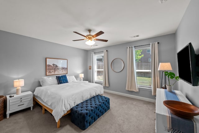 11317 Denet Creek Ln, Fort Worth, TX 76108 - bedroom featuring baseboards, visible vents, carpet flooring, and ceiling fan