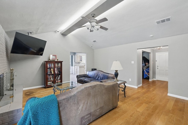 906 Fairfield Ln, Flower Mound, TX 75028 - living room with light wood-style floors, a ceiling fan, and baseboards