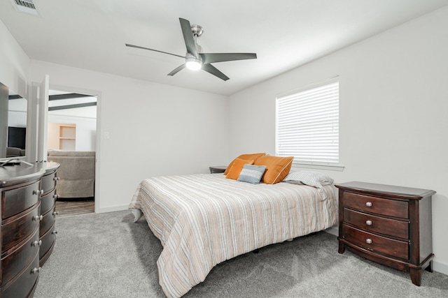 329 W Ferndale Ln, Grand Prairie, TX 75052 - bedroom with baseboards, visible vents, ceiling fan, and carpet