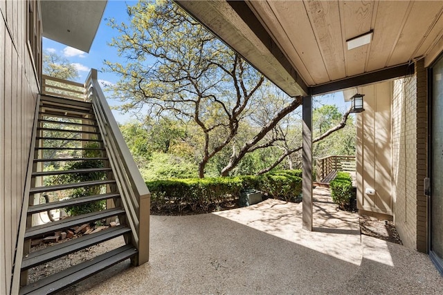view of patio with stairway