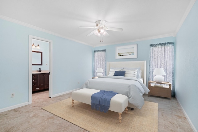 4629 Cripple Creek Rd, Haltom City, TX 76137 - bedroom featuring a sink, baseboards, and ornamental molding