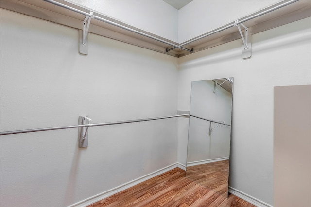 walk in closet featuring wood finished floors