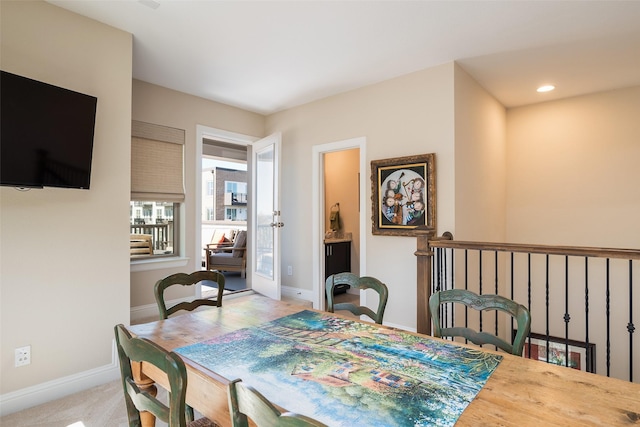 3703 Panalero Ln, Dallas, TX 75209 - dining room featuring baseboards, carpet floors, and recessed lighting