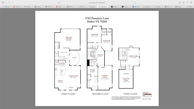 3703 Panalero Ln, Dallas, TX 75209 - property floor plan