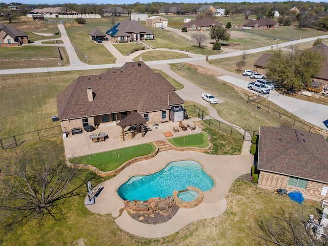 aerial view with a residential view
