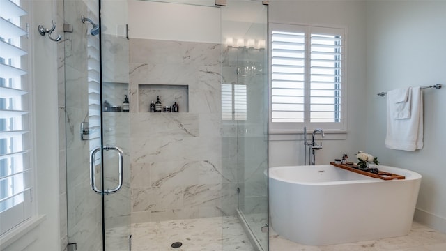 6023 Manderlay Dr, Frisco, TX 75034 - bathroom featuring a shower stall and a freestanding bath