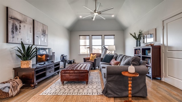 6023 Manderlay Dr, Frisco, TX 75034 - living area featuring ceiling fan, light wood finished floors, and lofted ceiling