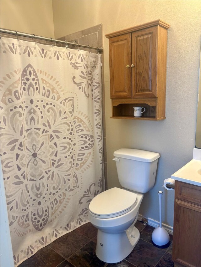 20062 Saratoga Trl, Frisco, TX 75036 - bathroom with vanity, toilet, and a shower with shower curtain