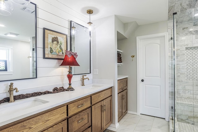 1125 Old Airport Rd, Weatherford, TX 76087 - full bath featuring marble finish floor, a sink, and a shower stall