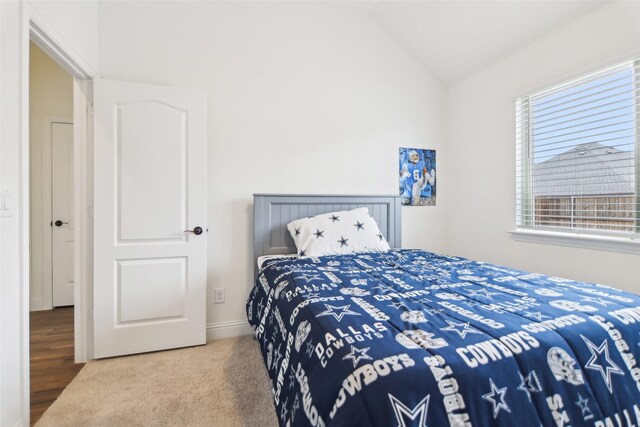 1236 Arrowwood Dr, Aubrey, TX 76227 - bedroom featuring carpet floors, baseboards, and lofted ceiling