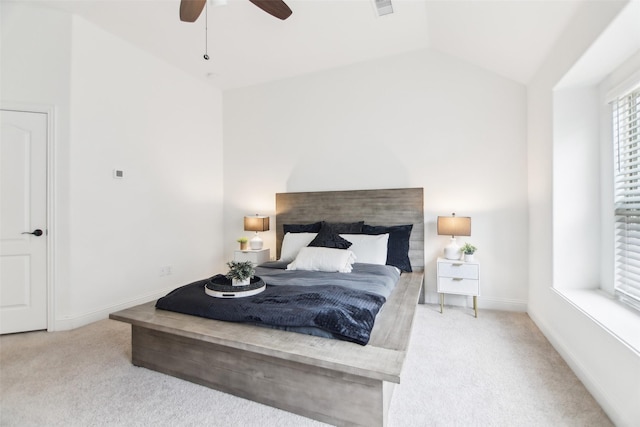 1236 Arrowwood Dr, Aubrey, TX 76227 - bedroom featuring baseboards, carpet floors, ceiling fan, and vaulted ceiling