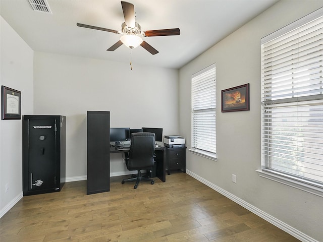 5024 Wilder Ave, Celina, TX 76227 - office with ceiling fan, wood finished floors, and baseboards