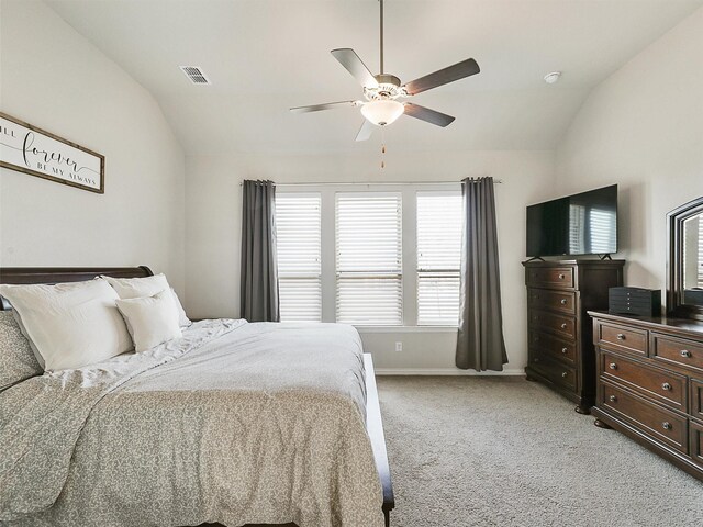 5024 Wilder Ave, Celina, TX 76227 - bedroom featuring lofted ceiling, light carpet, baseboards, and a ceiling fan