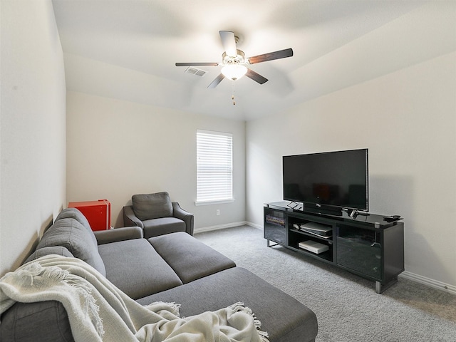 5024 Wilder Ave, Celina, TX 76227 - living room featuring ceiling fan, carpet floors, and baseboards
