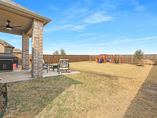 5024 Wilder Ave, Celina, TX 76227 - view of yard with ceiling fan, a patio area, and a playground