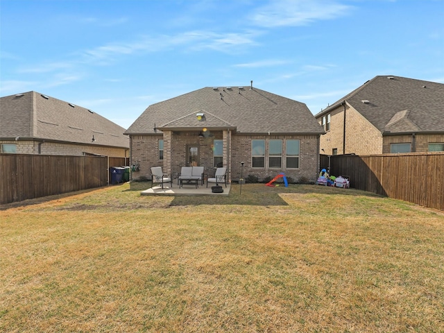5024 Wilder Ave, Celina, TX 76227 - rear view of house featuring a patio, brick siding, and roof with shingles