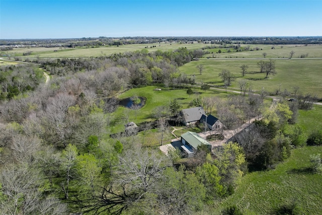 aerial view featuring a rural view