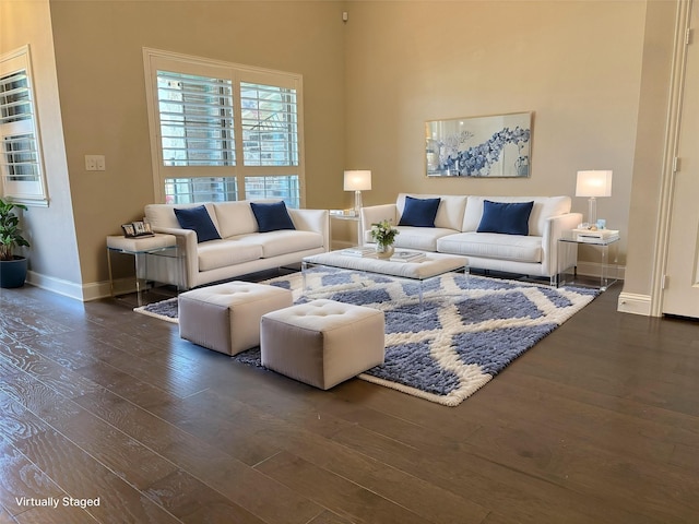 1051 Copper Canyon Dr, Prosper, TX 75078 - living room featuring dark wood finished floors and baseboards