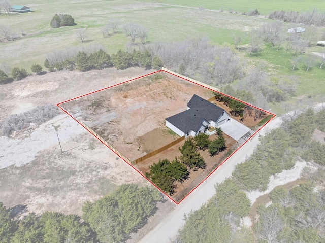 drone / aerial view with a rural view