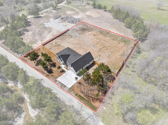drone / aerial view with a rural view