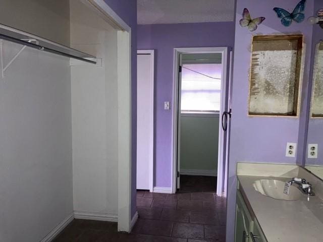 4220 Staghorn Cir N, Fort Worth, TX 76137 - bathroom with vanity, tile patterned flooring, and baseboards