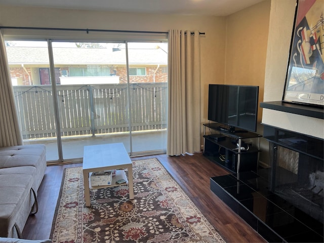 living area with wood finished floors