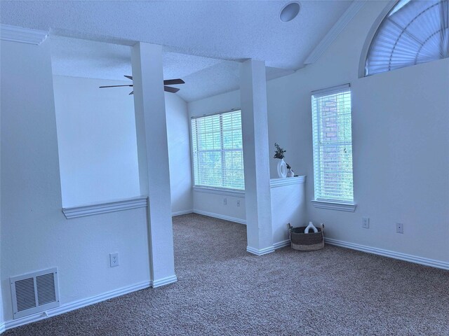 2212 Remmington Dr, Flower Mound, TX 75028 - unfurnished room with carpet, healthy amount of natural light, ceiling fan, a textured ceiling, and baseboards