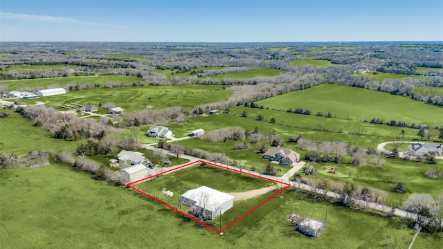drone / aerial view with a rural view