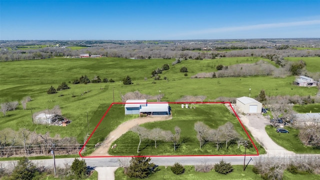 drone / aerial view with a rural view