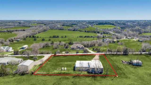 aerial view with a rural view