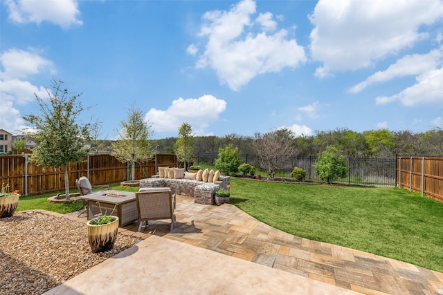 rear view of property with area for grilling, fence, a yard, a patio, and a shingled roof