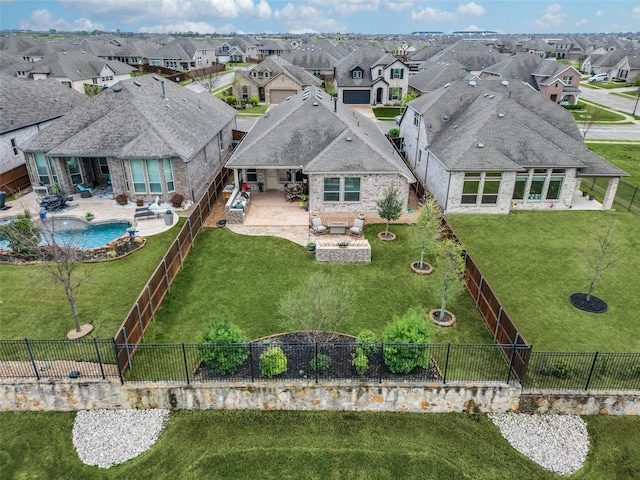 view of patio with a fenced backyard and an outdoor hangout area