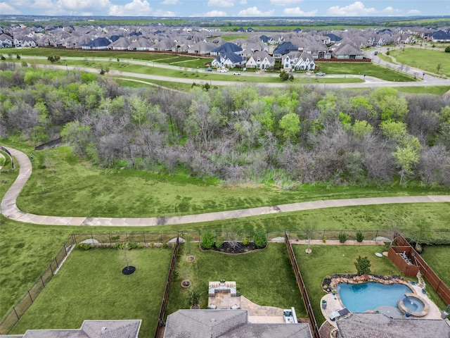 bird's eye view with a residential view