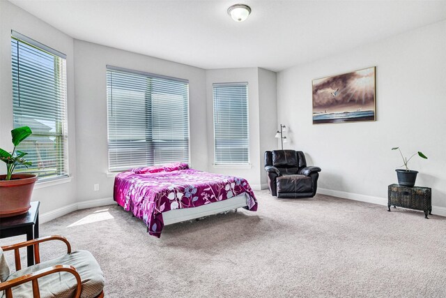 bedroom featuring carpet and baseboards
