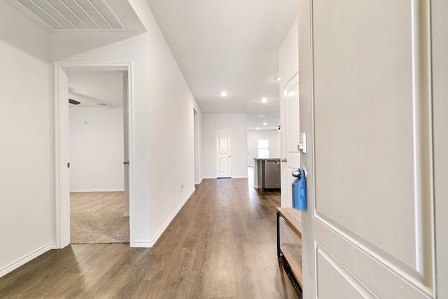 6237 Abby Dr, Celina, TX 76227 - corridor featuring baseboards, wood finished floors, visible vents, and recessed lighting