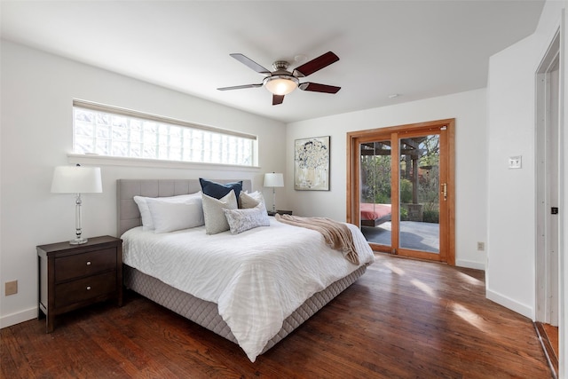 6814 Blackwood Dr, Dallas, TX 75231 - bedroom with multiple windows, access to exterior, dark wood-type flooring, and baseboards