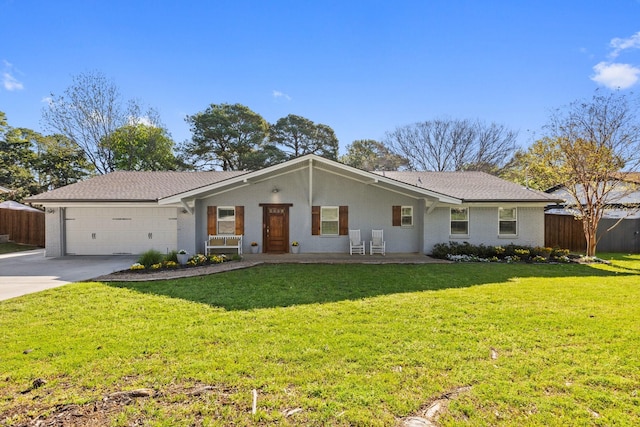 3612 Grandview Dr, Grapevine, TX 76051 - ranch-style house with an attached garage, fence, driveway, and a front yard