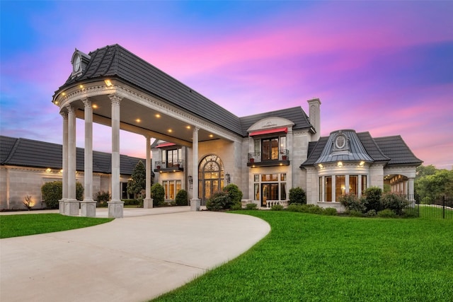 exterior space with curved driveway